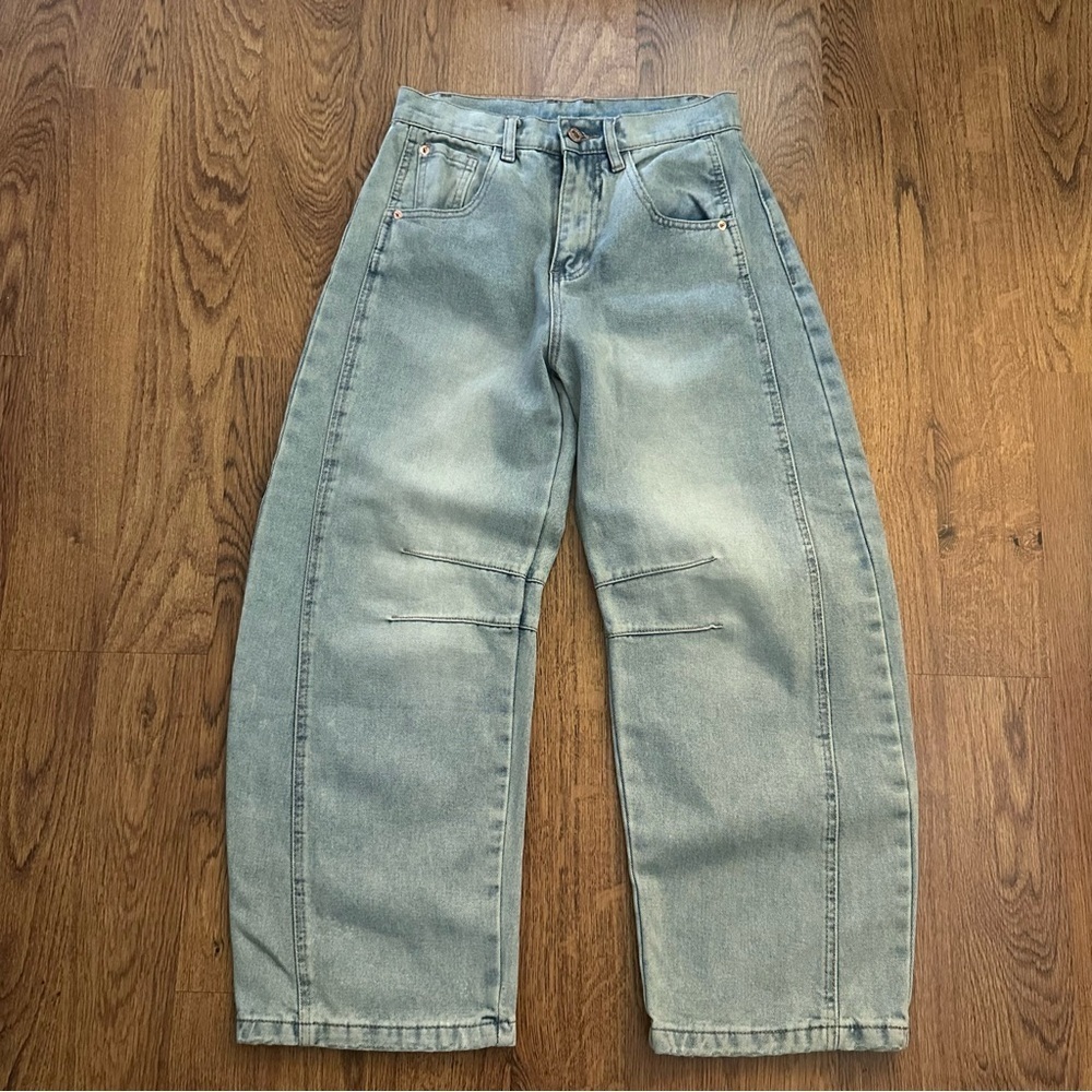 Miss Love light Blue BARREL Jeans cotton oversized size small trendy